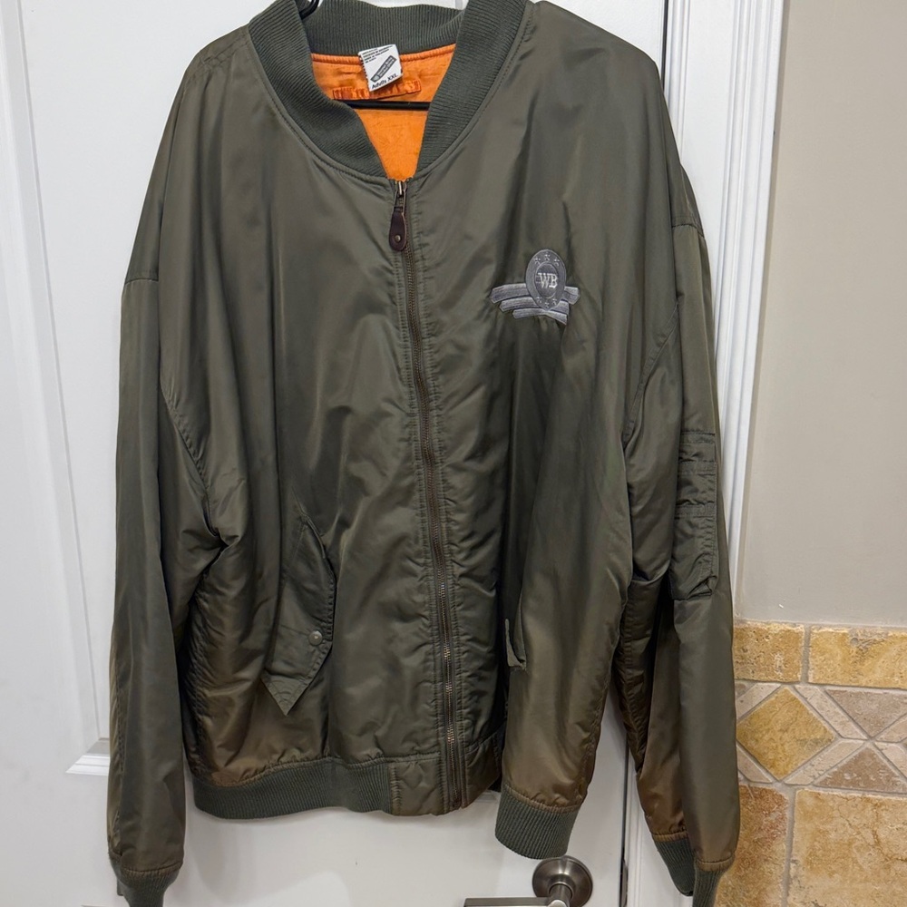 Warner Bros. Olive Green Jacket with Orange Lining size 2xl great condition